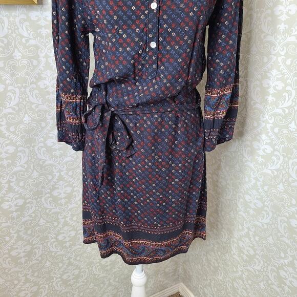Lucky Brand Size XS Boho Style Navy Multicolored Print Dress‎ - Picture 6 of 10